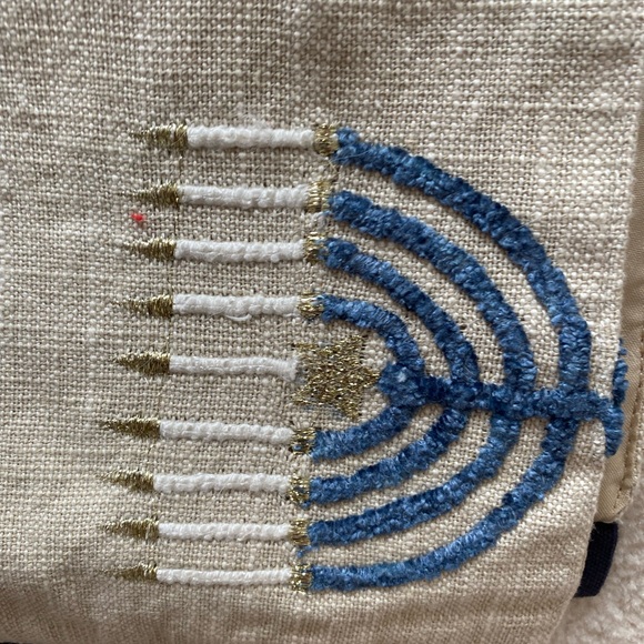 Blue and Beige Hanukkah Holiday Table Runner - Picture 5 of 6